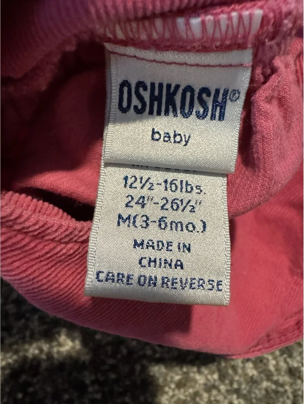 OshKosh Baby Girl Pink Corduroy Floral Embroidered Ruffle Overalls 3-6 Months